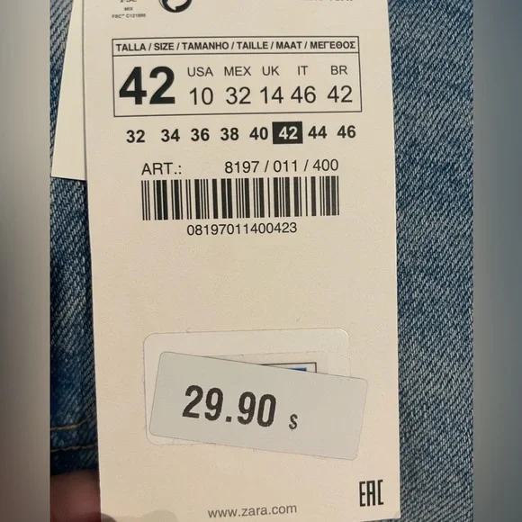 Zara High Rise Jean Shorts- Size 10 - Picture 4 of 5